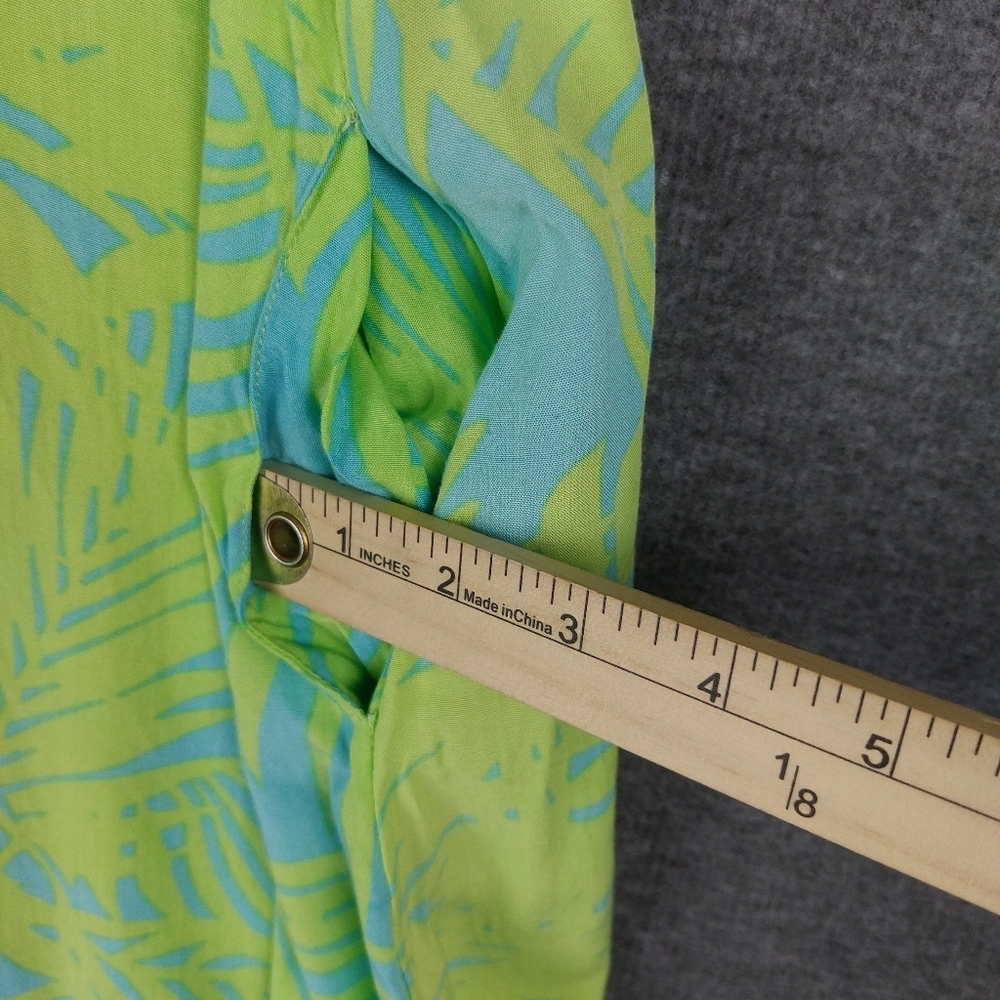 ESCAPADA LIVING WOMEN BRIGHT BLUE GREEN TROPICAL BREEZY SHORT SLEEVELESS DRESS M - Picture 7 of 8